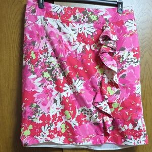 Cato Pink Floral Pencil Skirt with Ruffle